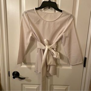 Peplum Bow Tie Dress Shirt